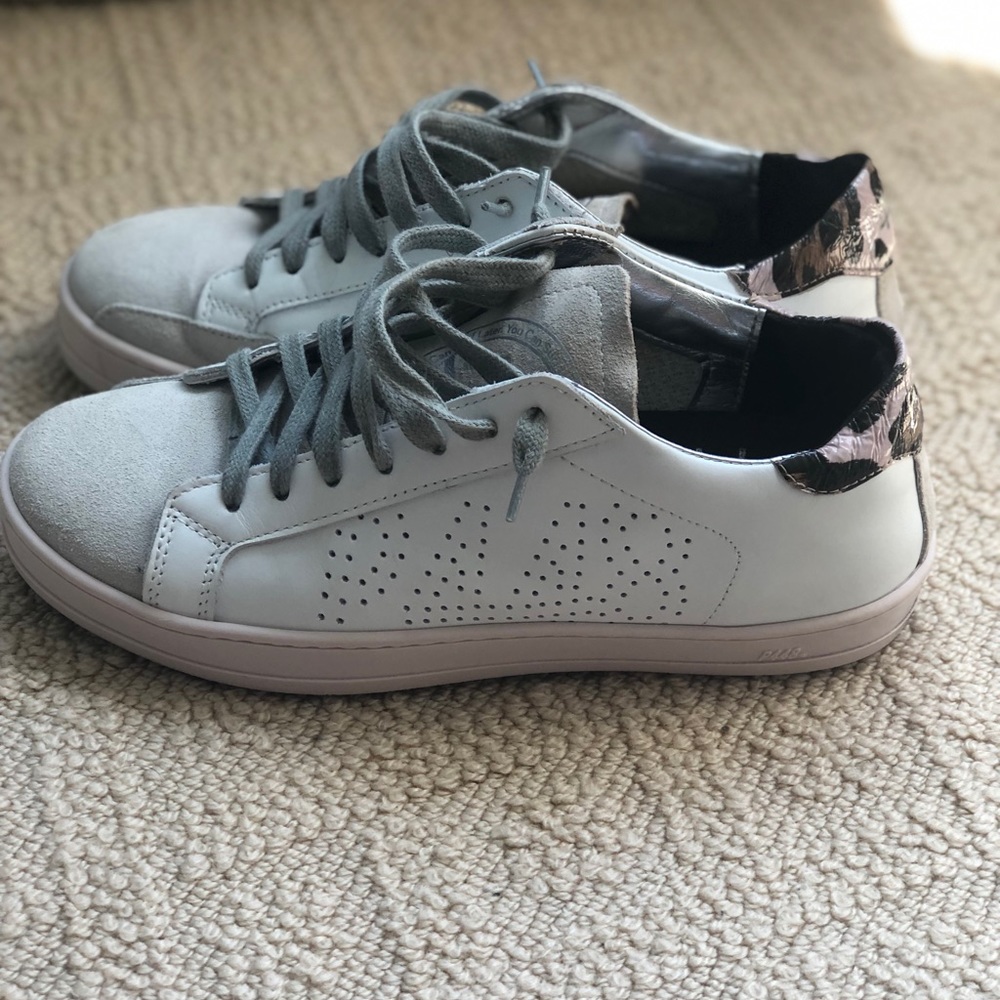 P448 Thea Low-Top Sneakers with Leopard Back.